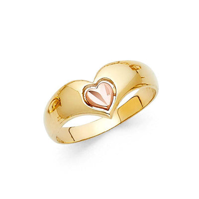 14K Two Tone 7mm Fancy Heart Ring - silverdepot