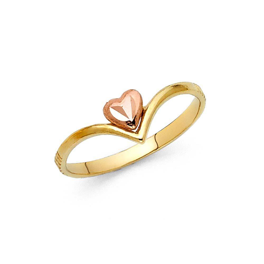 14K Two Tone 7mm Fancy Heart Ring - silverdepot