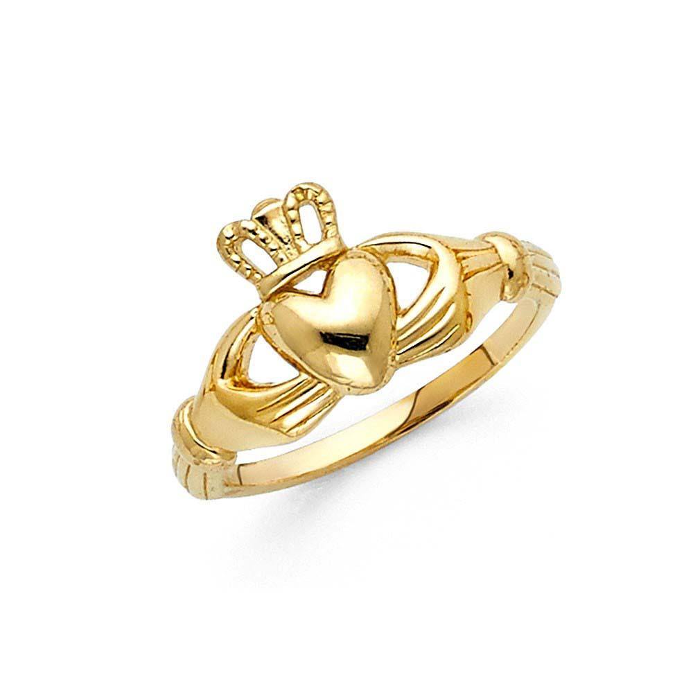 14K Yellow Gold 10mm Fancy Heart Ring - silverdepot