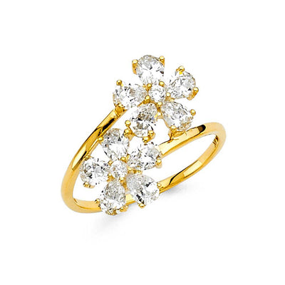 14K Yellow Gold CZ Fancy Ring