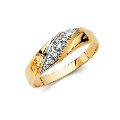 14K Yellow Gold Round 6mm CZ Men's Band