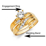 14K Yellow Gold Round 3mm CZ Ladies Wedding Band