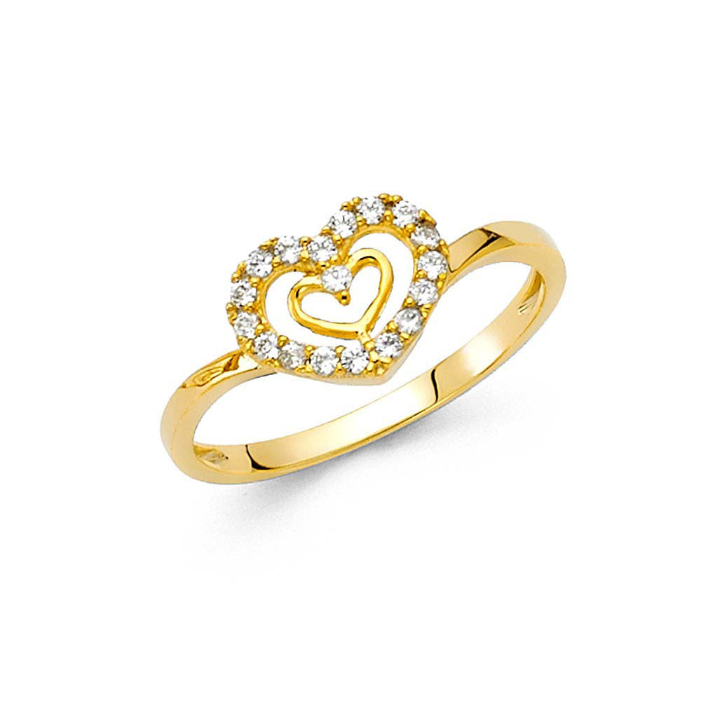 14K Yellow Gold CZ Fancy Ring