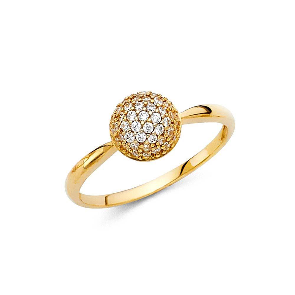 14K Yellow Gold 8mm Clear CZ Fancy Ring - silverdepot