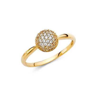 14K Yellow Gold 8mm Clear CZ Fancy Ring - silverdepot
