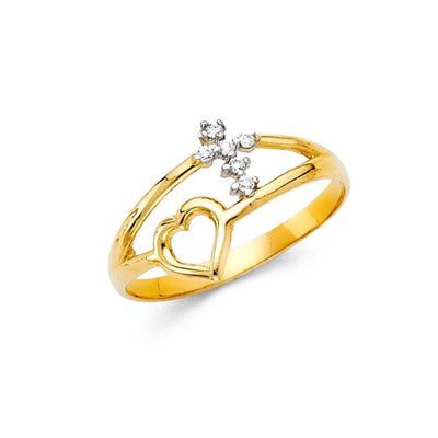 14K Yellow Gold 10mm Clear CZ Fancy Ring - silverdepot