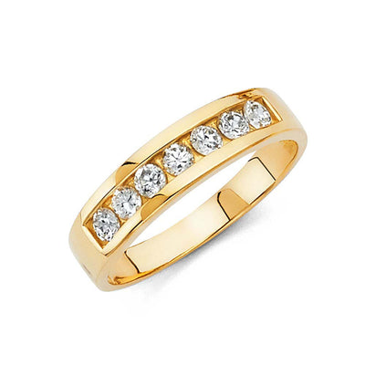 14K Yellow Gold Round 5mm CZ Men's Band