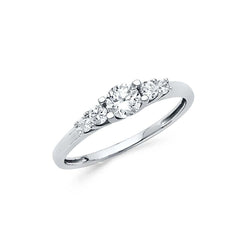 14K White Gold 5mm Clear CZ Fancy Ring