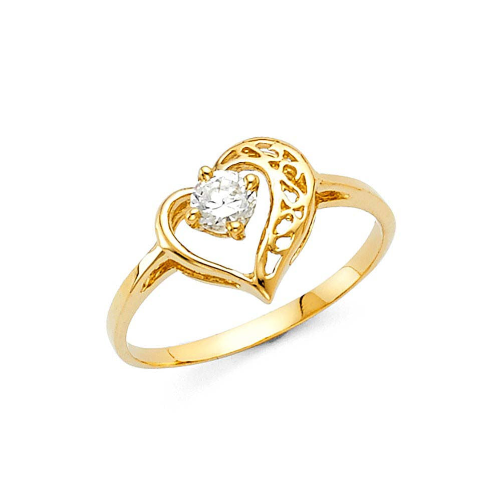 14K Yellow Gold Ladies Fancy CZ Ring