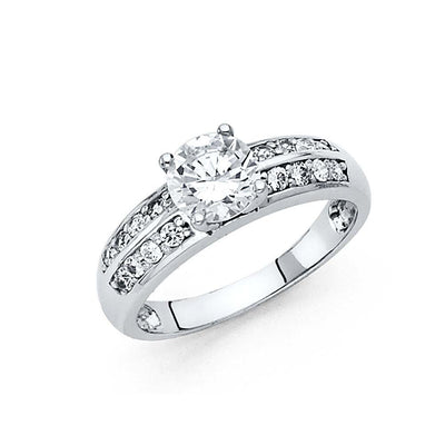 14K White Gold 4mm CZ Engagement Ring