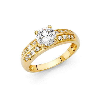 14K Yellow Gold 4mm CZ Engagement Ring