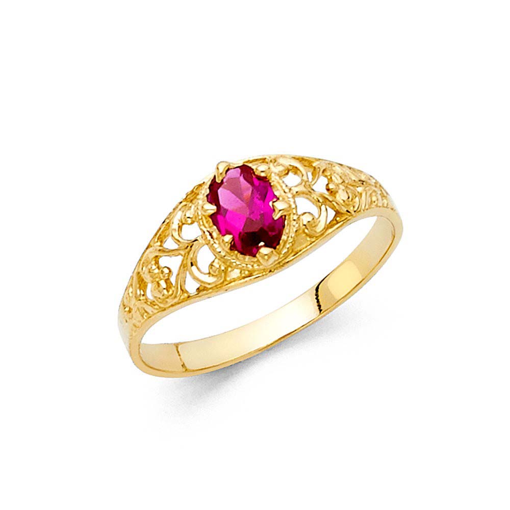 14K Yellow Gold Ladies Fancy CZ Ring