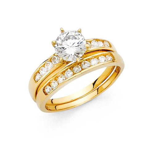 14K Yellow Gold Round 3mm CZ Ladies Wedding Ring--Wedding Band and Engagement Ring are sold separately