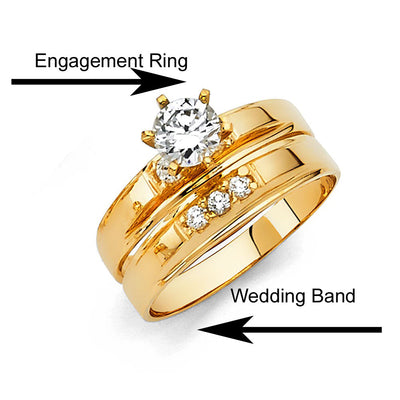 14K Yellow Gold Round 4mm CZ Ladies Wedding Band