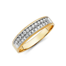 Load image into Gallery viewer, 14K Two Tone Gold Round 6mm CZ Men&#39;s Band