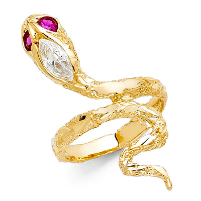 14K Yellow CZ SNAKE FANCY Ring 4.3grams