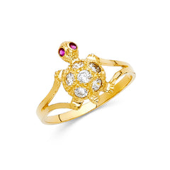 14K Yellow CZ TURTLE FANCY Ring 2.2grams