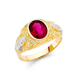 14K Yellow Gold 10mm Red CZ Ring