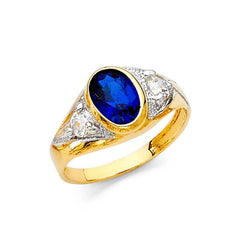 14K Yellow Gold 10mm Blue CZ Ring