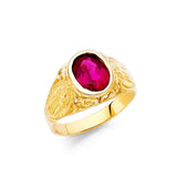 14K Yellow Gold 10mm Red CZ Babies Ring