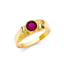 Load image into Gallery viewer, 14K Yellow Gold 6mm Red CZ Ring - silverdepot