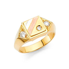 14K Yellow Gold 10mm White CZ Ring