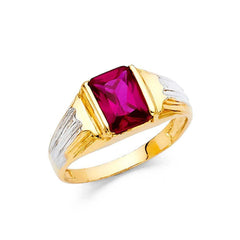 14K Yellow Gold 9mm Purple CZ Ring