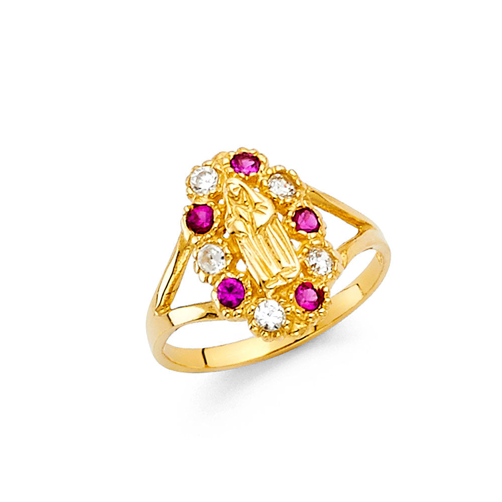 14K Yellow CZ GUADALUPE BABIES Ring 1.4grams