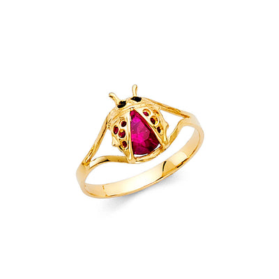 14K Yellow CZ LADYBUG BABIES Ring 1.1grams
