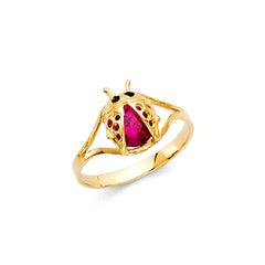 14K Yellow CZ LADYBUG BABIES Ring 1.1grams