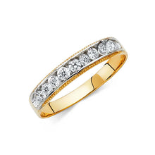 Load image into Gallery viewer, 14K Two Tone Gold Round 4mm CZ Men&#39;s Band