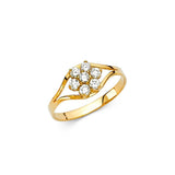 14K Yellow Gold Clear CZ APR Birth Stone Babies Ring