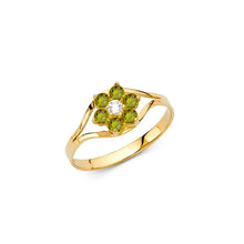 Load image into Gallery viewer, 14K Yellow Gold Green CZ AUG Birth Stone Babies Ring - silverdepot