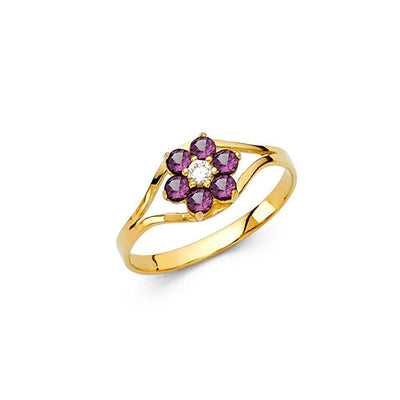 14K Yellow Gold Purple CZ JUN Birth Stone Babies Ring - silverdepot