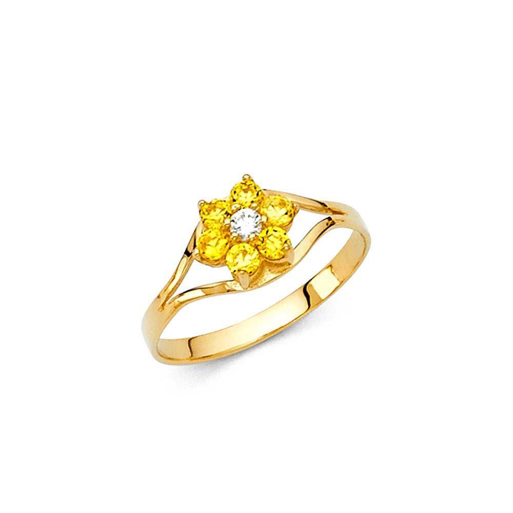 14K Yellow Gold Yellow CZ NOV Birth Stone Babies Ring - silverdepot