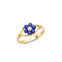 14K Yellow Gold Blue CZ SEP Birth Stone Babies Ring