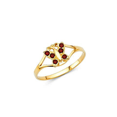 14K Yellow Gold Red CZ JAN Birth Stone Babies Ring