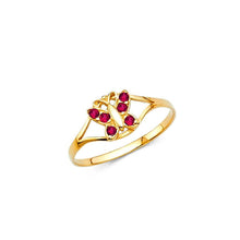 Load image into Gallery viewer, 14K Yellow Gold Pink CZ JUL Birth Stone Babies Ring - silverdepot