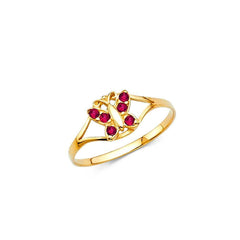 14K Yellow Gold Pink CZ JUL Birth Stone Babies Ring