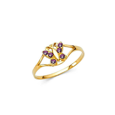 14K Yellow Gold Purple CZ JUN Birth Stone Babies Ring - silverdepot