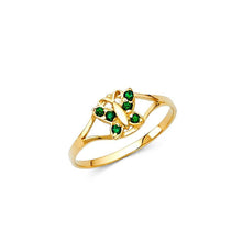 Load image into Gallery viewer, 14K Yellow Gold Green CZ MAY Birth Stone Babies Ring - silverdepot