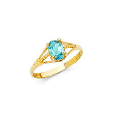 Load image into Gallery viewer, 14K Yellow Gold Blue CZ DEC Birth Stone Babies Ring - silverdepot