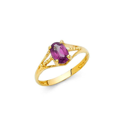 14K Yellow Gold Purple CZ JUN Birth Stone Babies Ring - silverdepot