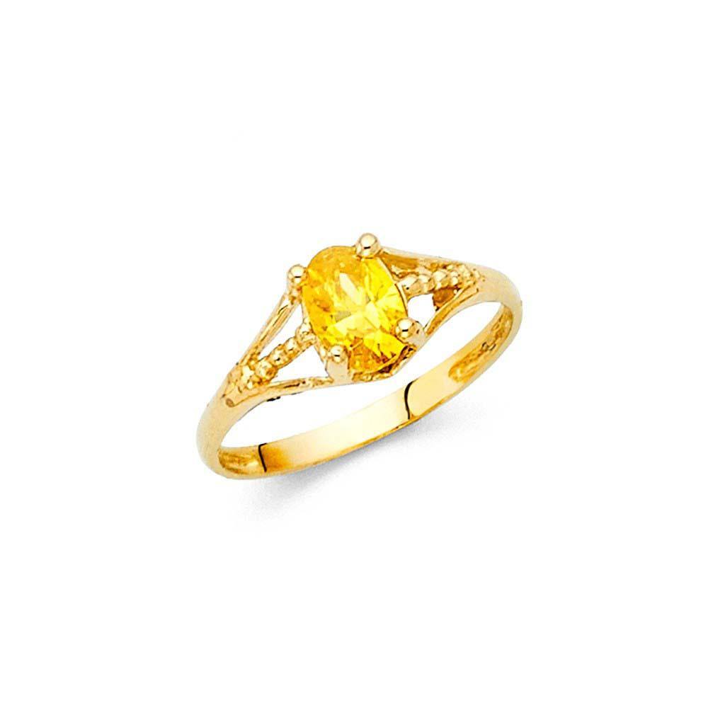 14K Yellow Gold Yellow CZ NOV Birth Stone Babies Ring - silverdepot