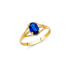 Load image into Gallery viewer, 14K Yellow Gold Blue CZ SEP Birth Stone Babies Ring - silverdepot