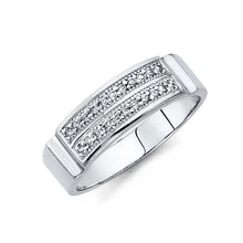 Load image into Gallery viewer, 14K White Gold Round 6mm CZ Men&#39;s Band