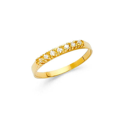 14K Yellow Gold 2mm CZ Babies Ring - silverdepot