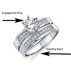 14K White Gold Round 3mm CZ Ladies Wedding Ring--Wedding Band And Engagement Ring are sold Separately