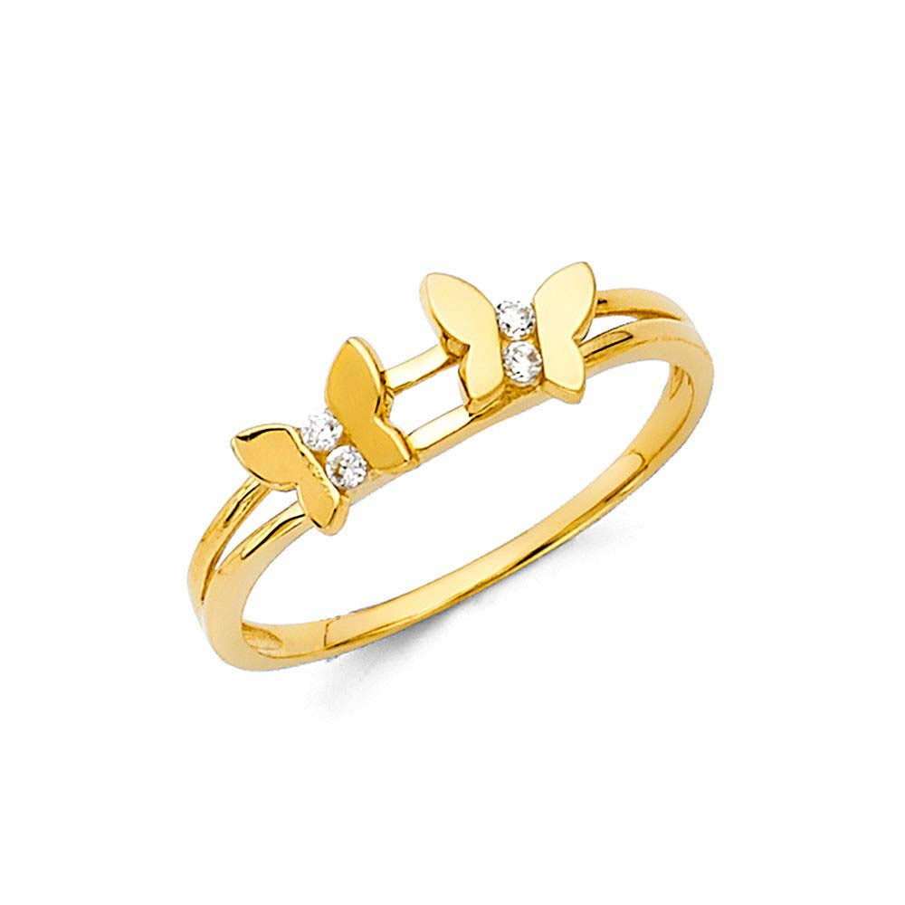 14K Yellow Gold CZ Fancy Ring