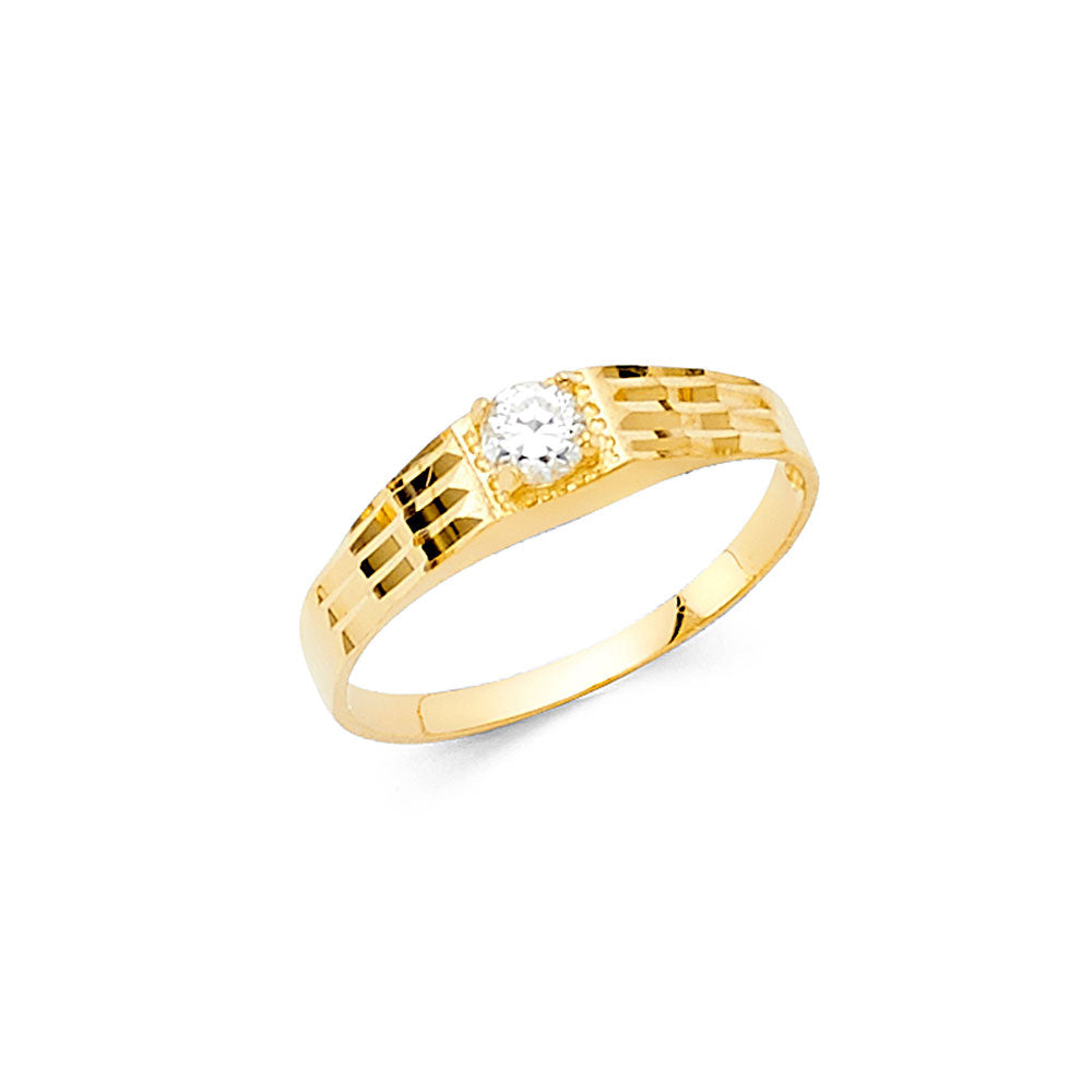14K Yellow CZ BABIES Ring 0.9grams